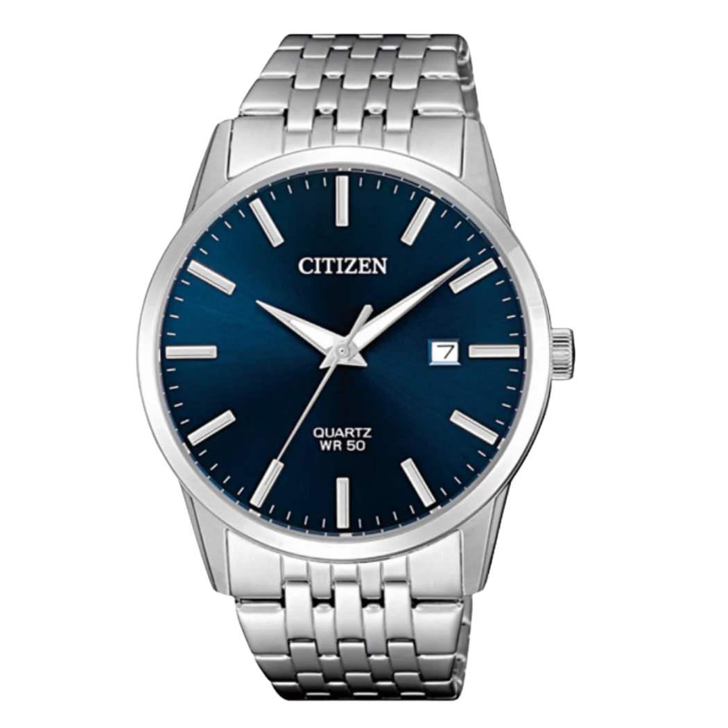 Citizen Silver Stainless Steel Blue Dial Quartz Watch for Gents