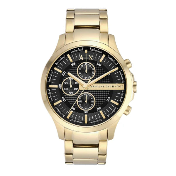 Armani Exchange Gold Stainless Steel Black Dial Chronograph Quartz Watch for Gents AX2137