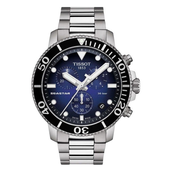 Tissot Seastar 1000 Silver Stainless Steel Two-tone Dial Chronograph Quartz Watch for Men's - T120.417.11.041.01
