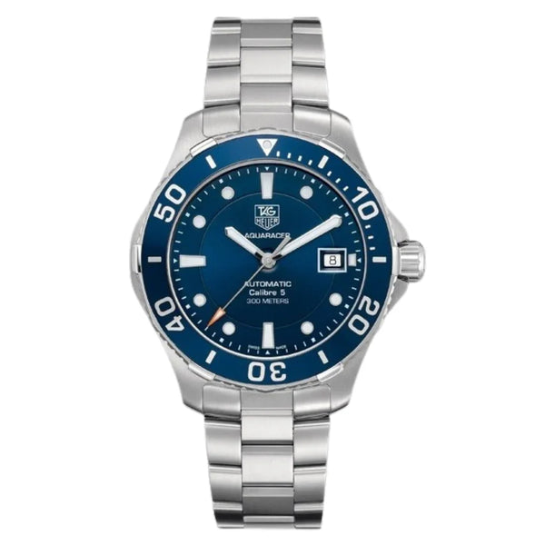 Tag Heuer Aquaracer Calibre 5 Silver Stainless Steel Blue Dial Automatic Watch for Gents - WAN2111.BA0822