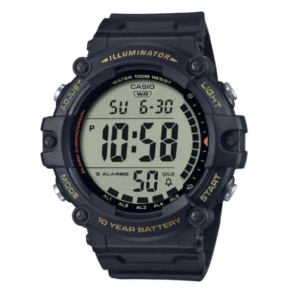 Casio Illuminator Black Resin Band Grey Dial Digital Watch for Gents - AE-1500WHX-1AVDF