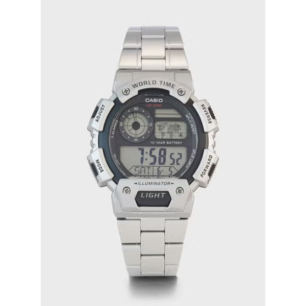 Casio Illuminator Silver Resin Band Grey Dial Digital Watch for Gents - AE-1400WHD-1AVDF