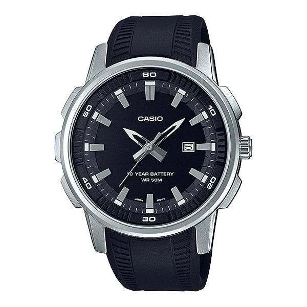 Casio Black Resin Band Black Dial Quartz Watch for Gents - MTP-E195-1AVDF