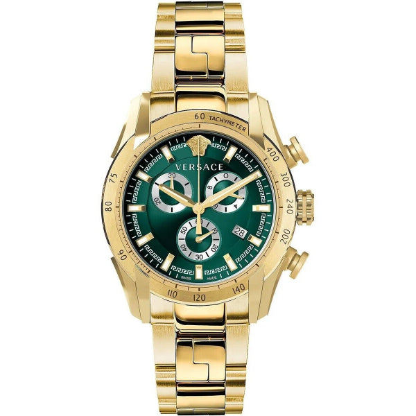Versace V-Ray Gold Stainless Steel Green Dial Chronograph Quartz Watch for Gents - VE2I00621