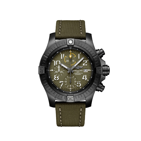 Breitling Avenger Green Leather Strap Green Dial Chronograph Automatic Watch for Gents - V13317101L1X1