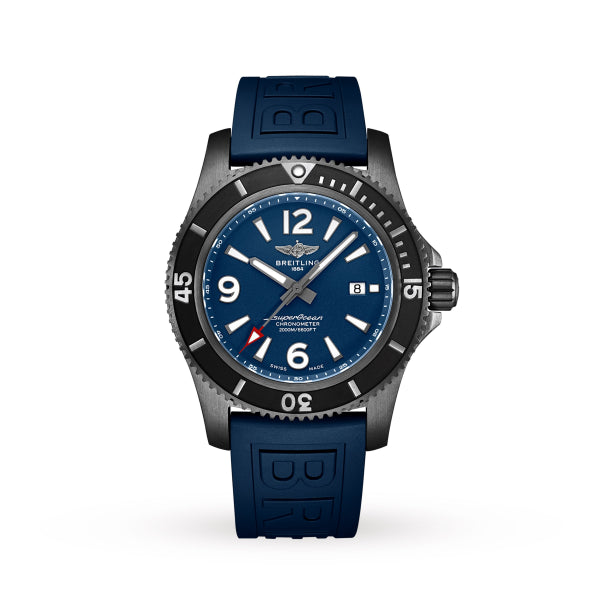 Breitling Superocean Blue Silicone Strap Blue Dial Automatic Watch for Gents - M17368D71C1S1