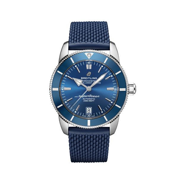 Breitling Superocean Blue Silicone Strap Blue Dial Automatic Watch for Gents - AB2010161C1S1