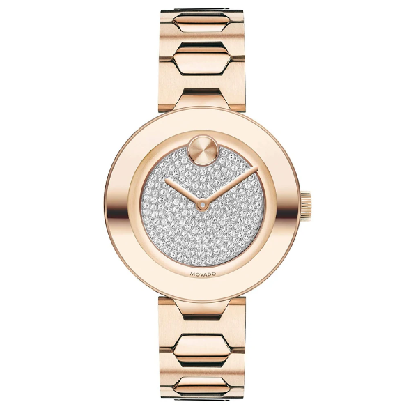 Movado Bold 3600493 – Rose Gold-Tone Crystal Pave Dial Women's Watch