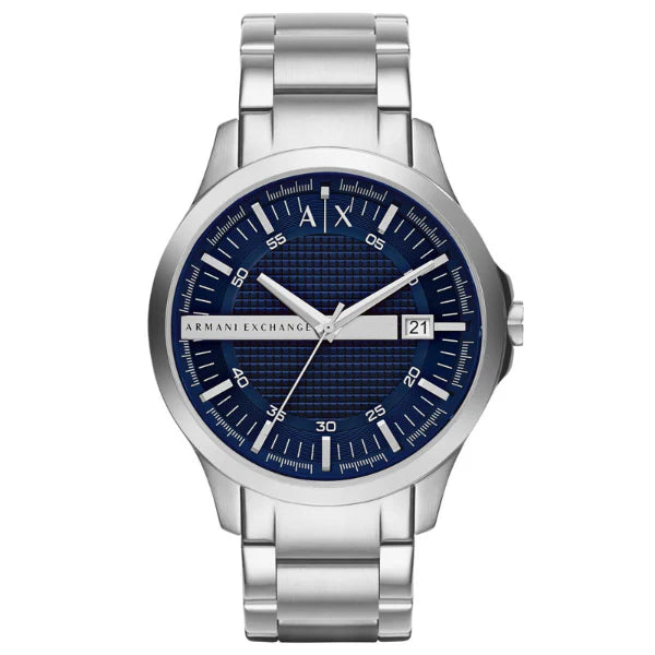 Armani Exchange Silver Stainless Steel Blue Dial Quartz Watch for Gents AX2132