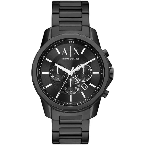 Armani Exchange Black Stainless Steel Black Dial Chronograph Quartz Watch for Gents AX1722