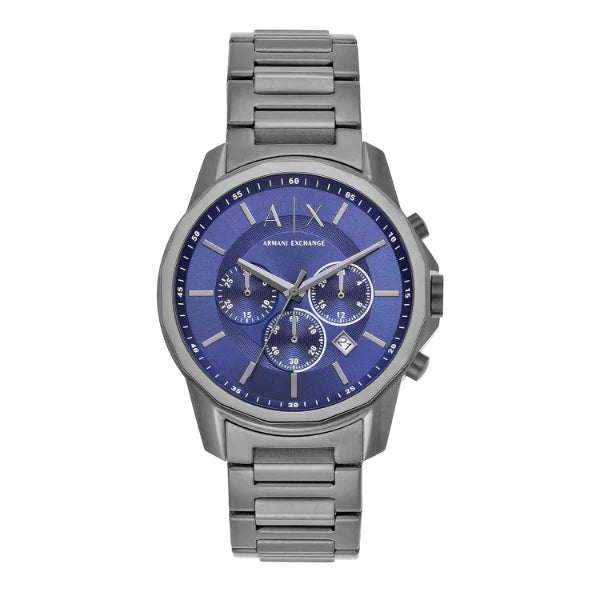 Armani Exchange Gunmetal Stainless Steel Blue Dial Chronograph Quartz Watch for Gents AX1731