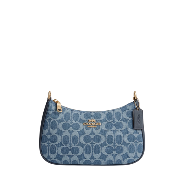 Coach Signature Denim Blue Shoulder Bag For Ladies - CDQ56