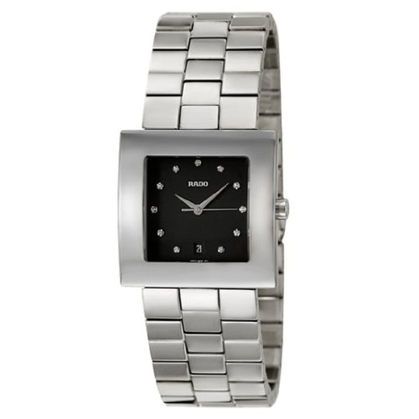 Rado Diastar Silver Stainless Steel Black Dial Quartz Watch for Gents R18681713