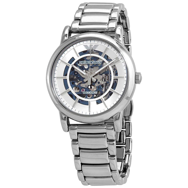 Emporio Armani Meccanico Silver Stainless Steel Skeleton Dial Automati Dreams Pakistan