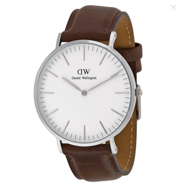 Daniel Wellington Classic Bristol Brown Leather Strap White Dial Watch for Gents - 0209DW