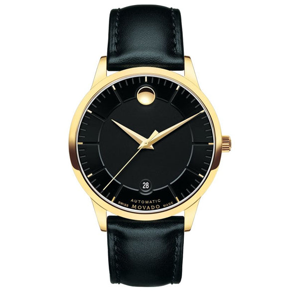 Movado 1881 Black Leather Black Dial Automatic Watch for Gents - 606875