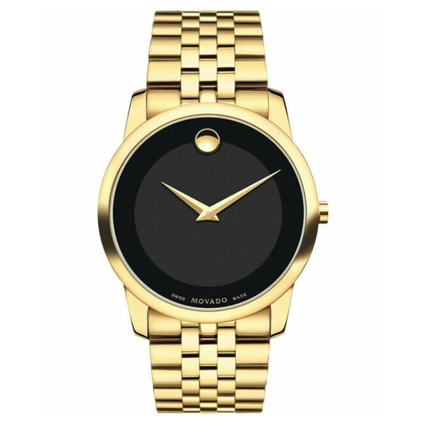 Movado Museum Gold Stainless Steel Black Dial Quartz Watch for Gents 606997