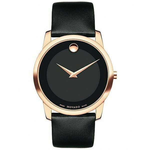 Movado Museum Classic Black Leather Black Dial Quartz Watch for Gents  607078