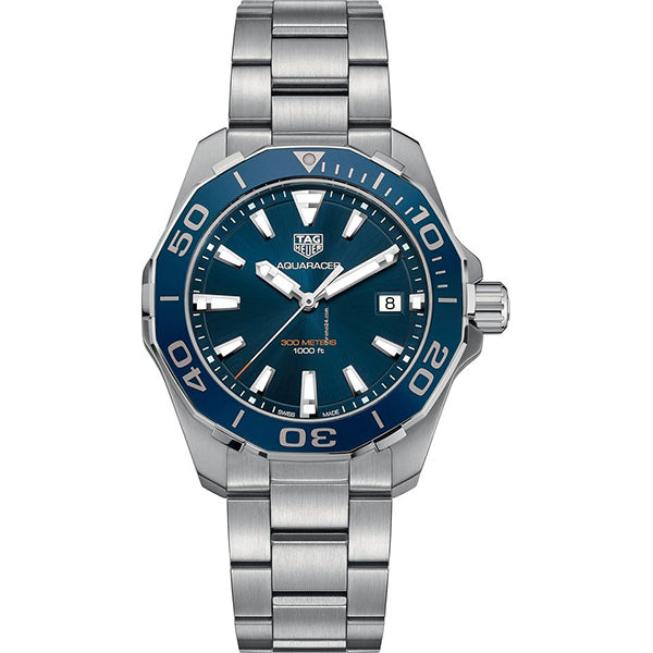 Tag Heuer Aquaracer Silver Stainless Steel Blue Dial Quartz Watch for Gents - WAY111CBA0928