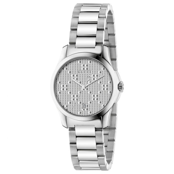 Gucci G-Timeless Silver Stainless Steel Silver Dial Quartz Watch for Ladies - YA126551