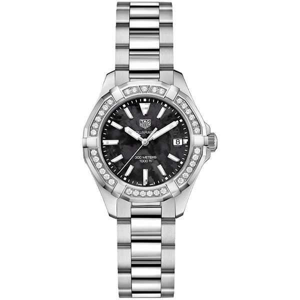 Tag Heuer Aquaracer Silver Stainless Steel Black Dial Quartz Watch for Ladies - WAY131PBA0748