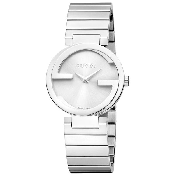 Gucci Interlocking Silver Stainless Steel Silver Dial Quartz Watch for Ladies - YA133503