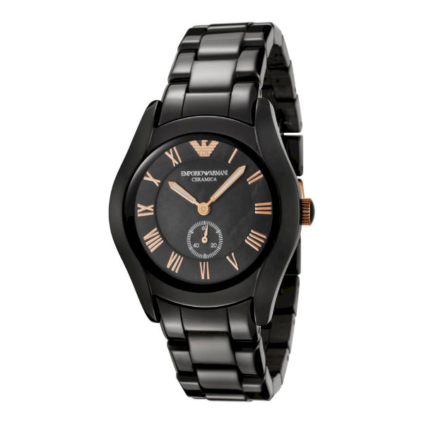 Armani ceramic hot sale black watch