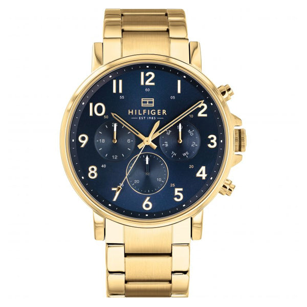 Tommy Hilfiger Daniel Gold Stainless Steel Blue Dial Chronograph Quartz Watch for Gents - 1710384