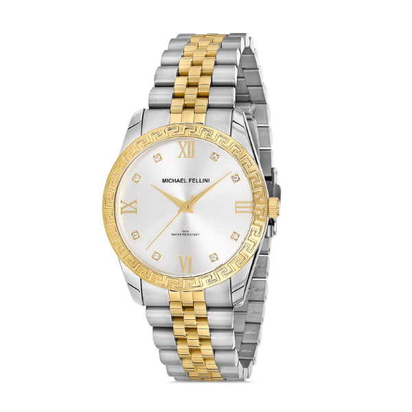 Michael Fellini Two-tone Stainless Steel Silver Dial Quartz Watch for Ladies - MF2268-5