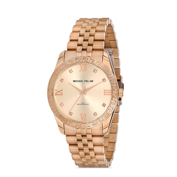 Michael Fellini Rose Gold Stainless Steel Rose Gold Dial Quartz Watch for Ladies - MF2268-7