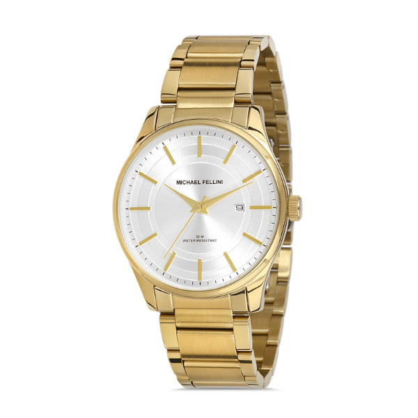 Michael Fellini Gold Stainless Steel Silver Dial Quartz Watch for Gents - MF2274-5