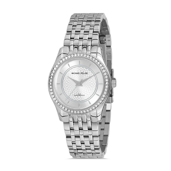 Michael Fellini Silver Stainless Steel Silver Dial Quartz Watch for Ladies - MF2276-1