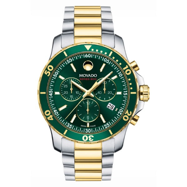 Movado 800 Series Two-Tone Stainless Steel Green Dial Chronograph