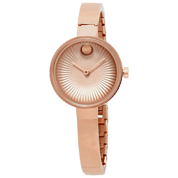 Movado Edge Concave Rose Gold Stainless Steel Rose Gold Dial Quartz Watch for Ladies - Movado 3680022