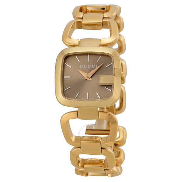 Gucci G-Gucci Gold Stainless Steel Brown Sun brushed Dial Quartz Watch for Ladies - YA125511