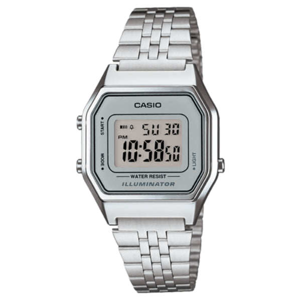 Casio Illuminator Silver Stainless Steel Silver Dial Quartz Watch for Unisex - LA680WA-7DF