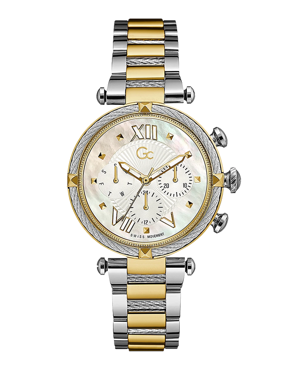 Guess Collection Cable Chic Two-tone Stainless Steel Mother of pearl Dial Quartz Watch for Ladies - Y16020L1MF