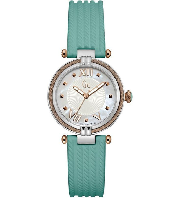 Guess Collection Cable Chic Green Silicone Strap Mother of pearl Dial Quartz Watch for Ladies - Y18008L1