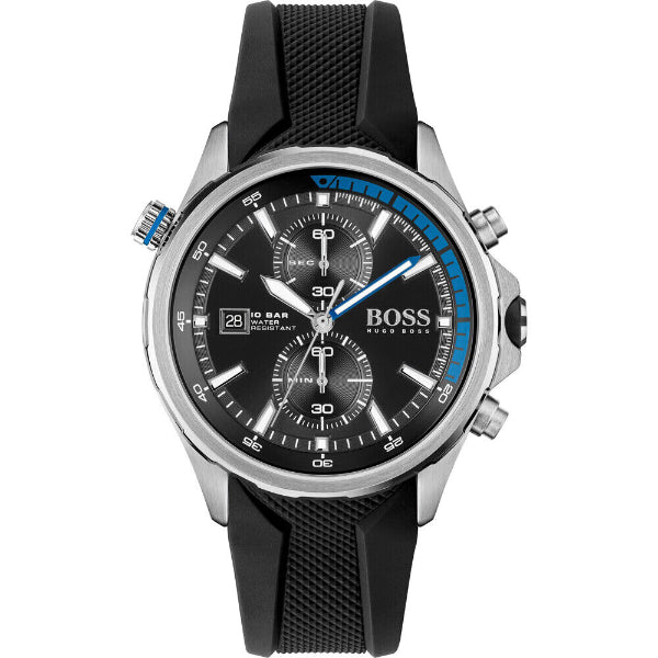 HUGO BOSS Globetrotter Black Silicone Strap Black Dial Chronograph Quartz Watch for Gents - 1513820