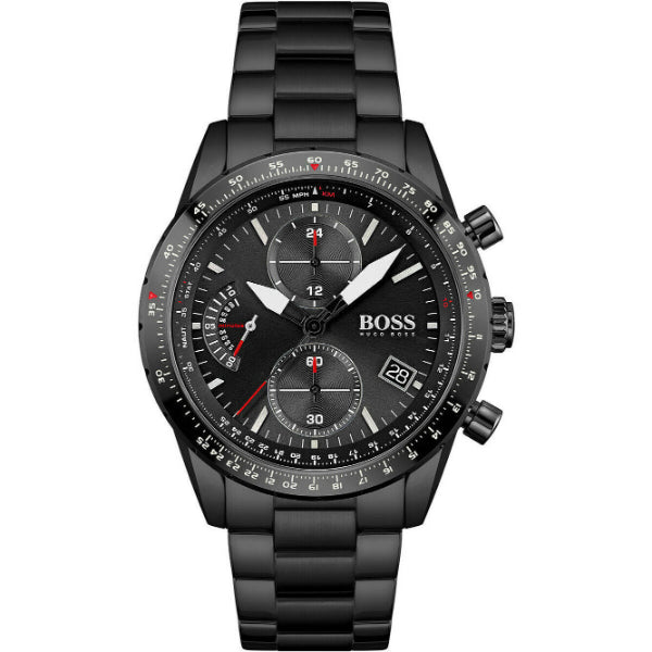 HUGO BOSS Pilot Edition Black Stainless Steel Black Dial Chronograph Quartz Watch for Gents - 1513854