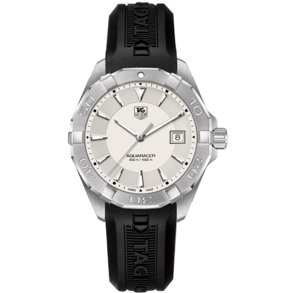 Tag Heuer Aquaracer Black Silicone White Dial Quartz Watch for Gents