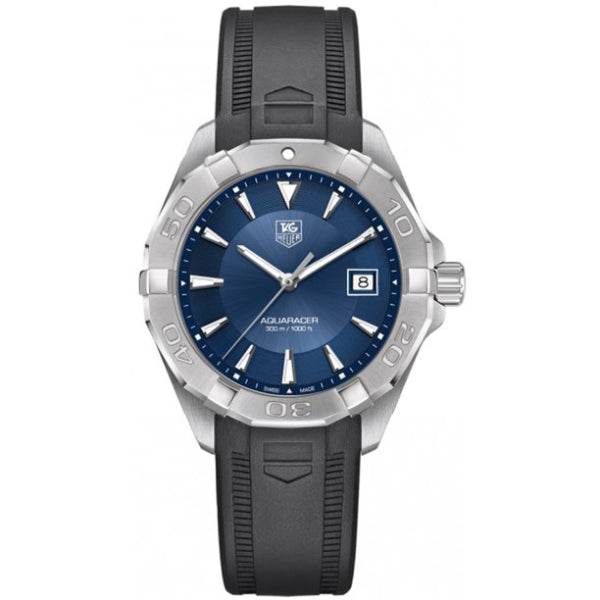 Tag Heuer Aquaracer Black Silicone Blue Dial Quartz Watch for Gents - WAY1112.FT8021