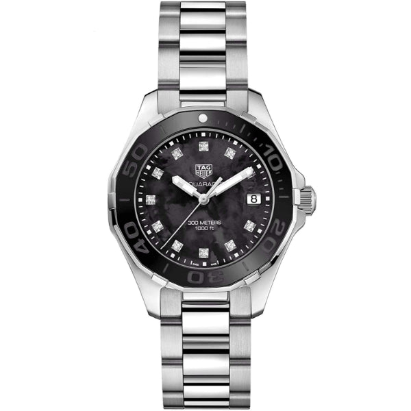 Tag Heuer Aquaracer Silver Stainless Steel Black Dial Quartz Watch for Ladies - WAY131M.BA0748