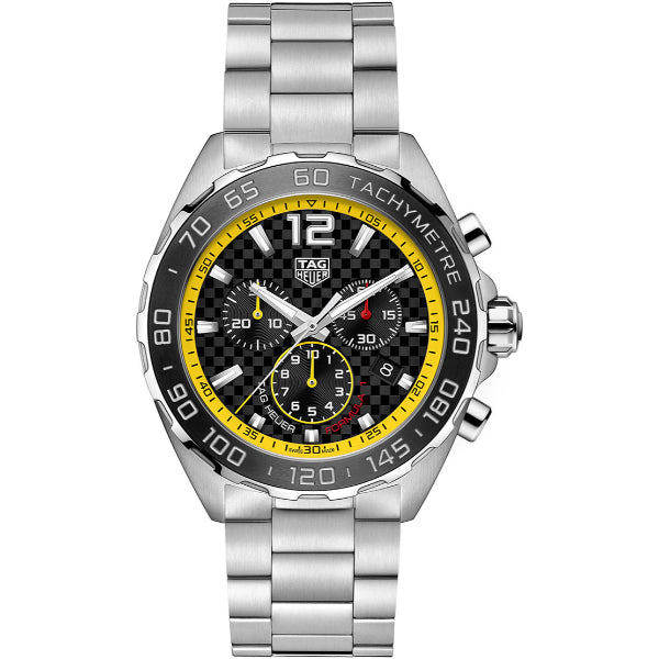 Tag Heuer Formula 1 Silver Stainless Steel Chequered Black Dial Chronograph Quartz Watch for Gents - CAZ101AC.BA0842