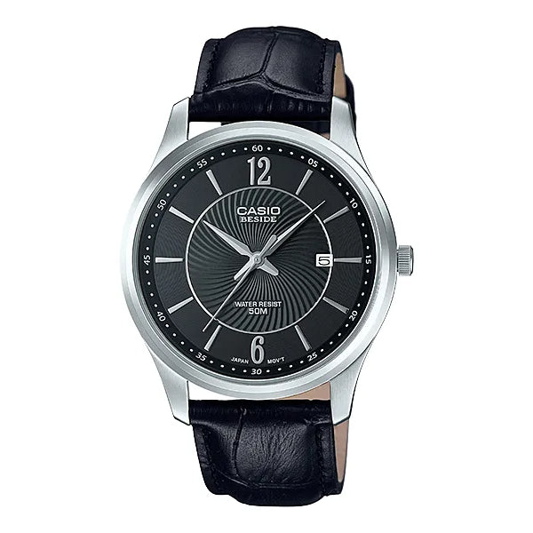 Casio Black Leather Strap Black Dial Quartz Watch for Gents - BEM-151L-1AVDF AG