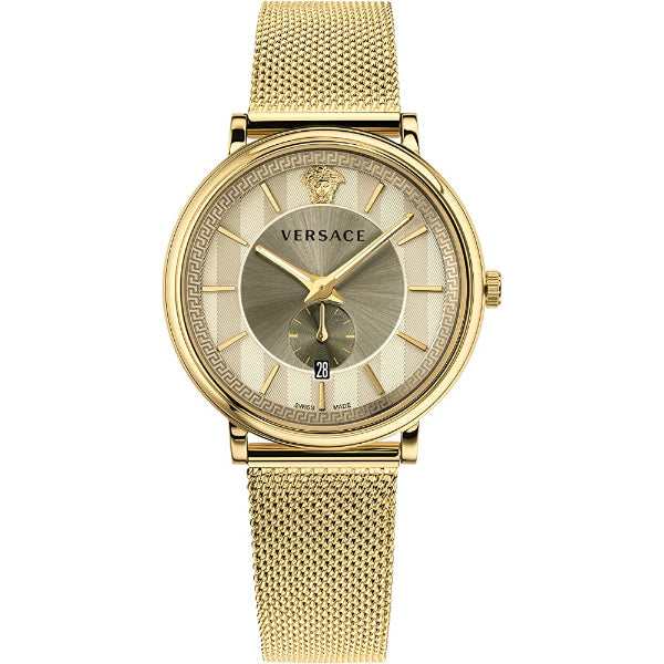 Versace V-Circle Gold Mesh Bracelet Gold Dial Quartz Watch for Gents - VBQ070017