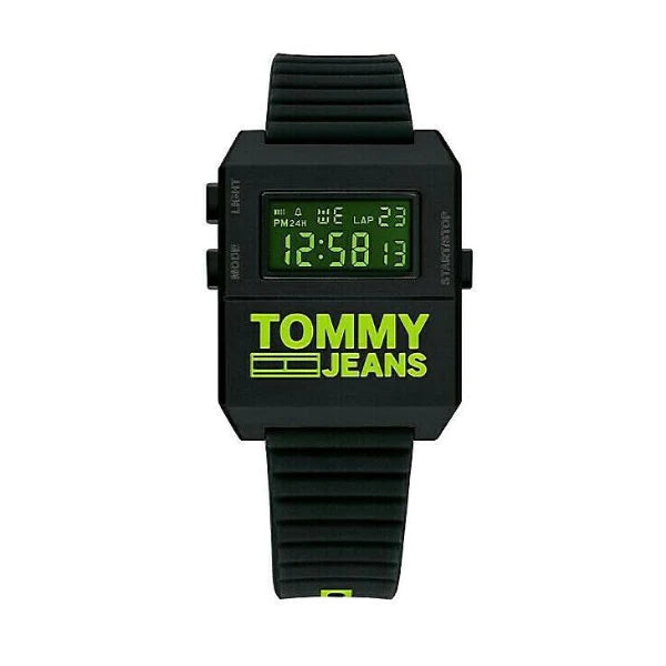 Tommy Hilfiger Tommy Jeans Expedition Black Silicone Strap Neon Green Dial Quartz Unisex Watch - 1791675