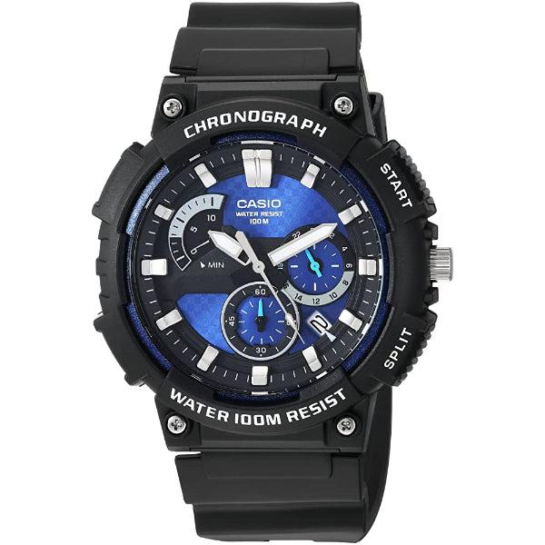 Casio Youth Black Silicone Strap Strap Blue Dial Quartz Watch for Gents - MCW-200H-2AVDF