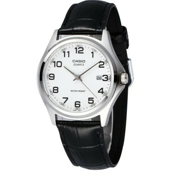 Casio General Brown Leather Strap White Dial Quartz Watch for Gents - MTP-1183E-7BDF