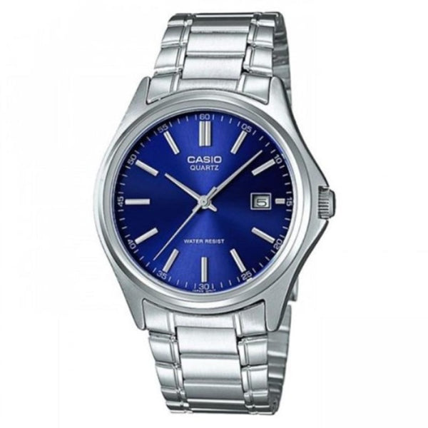 Casio Silver Stainless Steel Blue Dial Quartz Watch for Gents - MTP-1239D-2ADF
